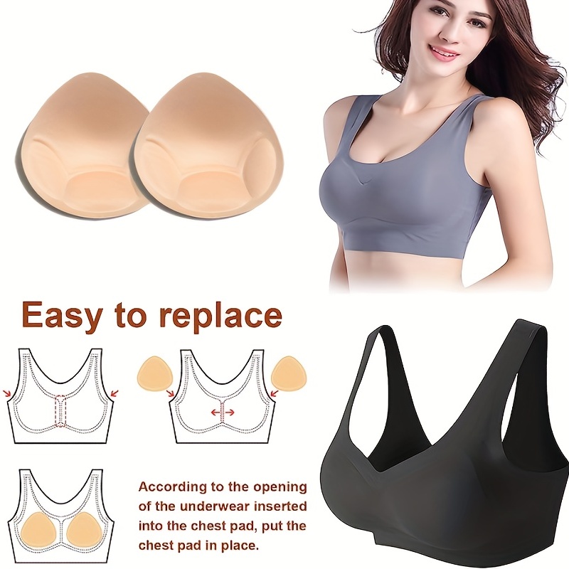 Triangle Bra Pads Inserts Women Bra Cups Inserts Removable for Yoga Skin