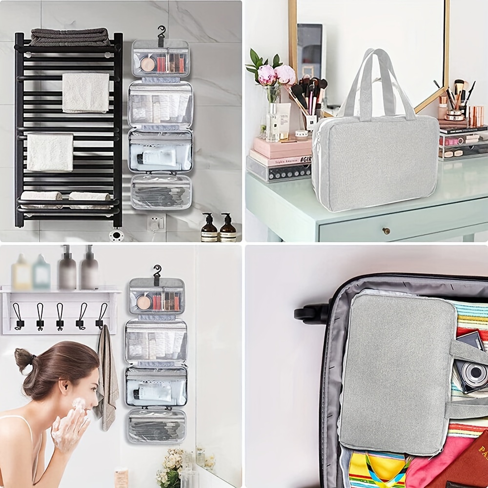 Makeup Bag With Compartments Folding Toiletry Bags Portable Wash Bag Travel  Waterproof Cosmetic Bags Multifunctional Dry & Wet Separation 