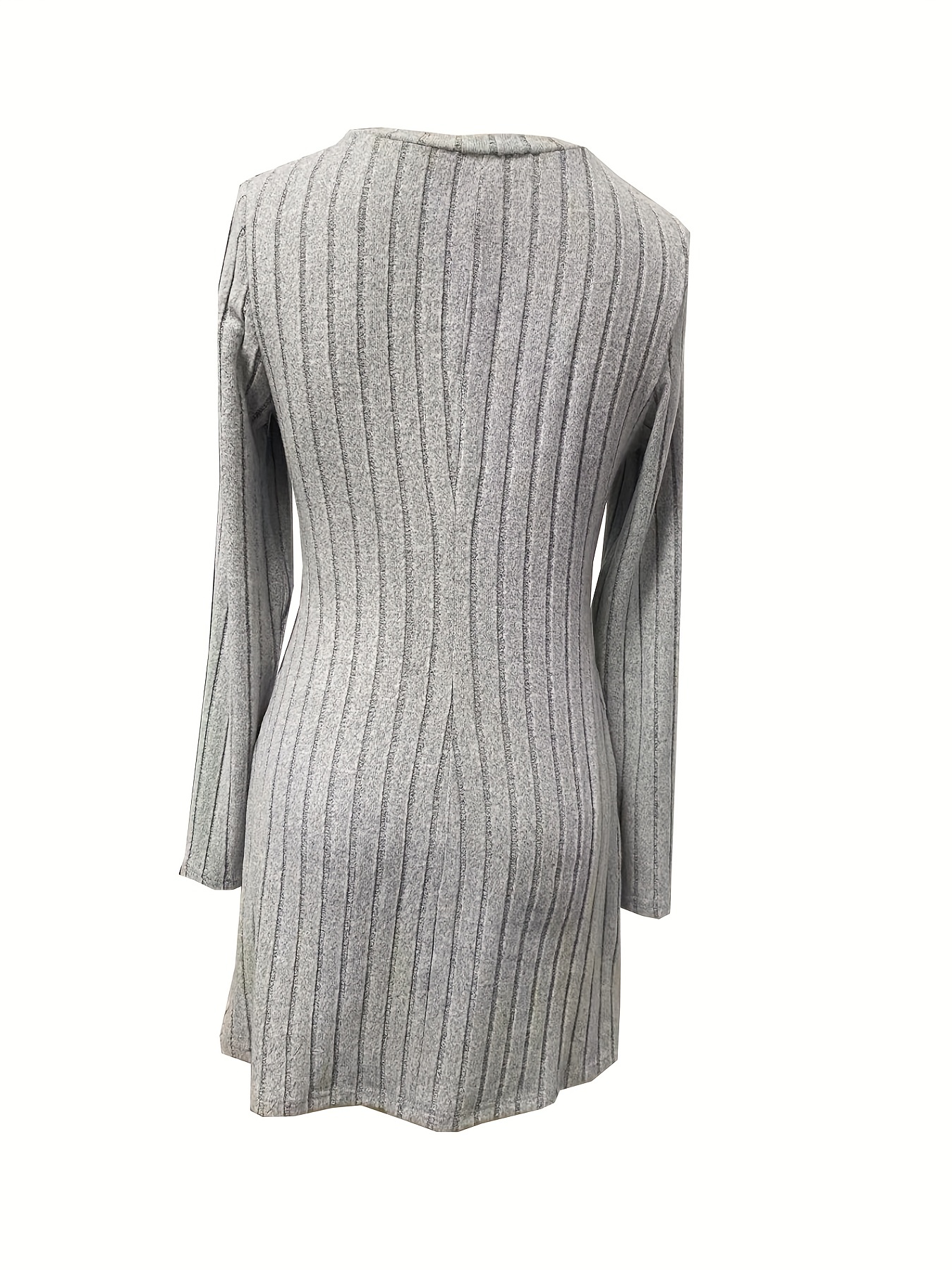 Ribbed Button Decor Asymmetrical Hem T-Shirt, Casual Long Sleeve Top For  Spring & Fall, Women's Clothing