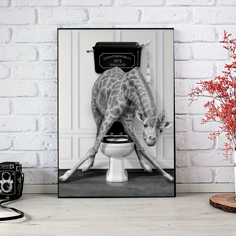 1 Affiche Toile Noire Blanche Girafe Dr le Toilettes Art Temu France