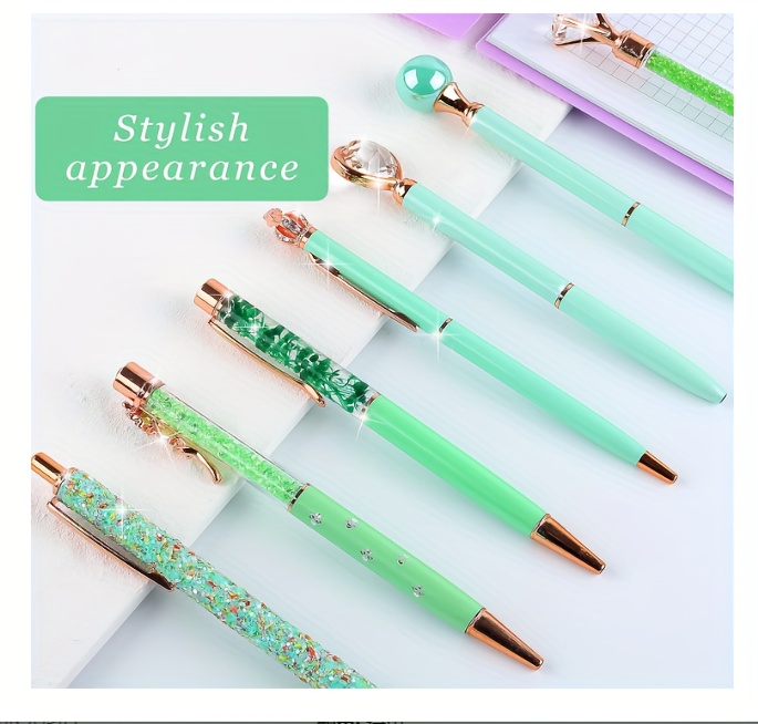 Ballpoint Pen Set Metal Crystal Faux Diamond Shape - Temu