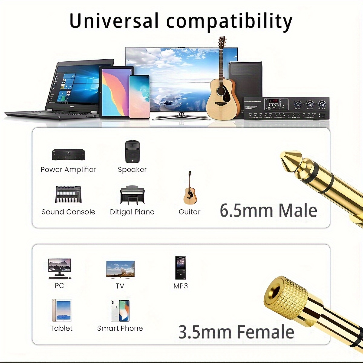 3.5mm To 6.5mm Jack Female To Male Audio Adapter Stereo AUX Converter Eid Al-Adha Mubarak