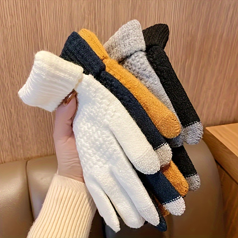 Winter 3 In 1 Scarf Hat Glove Set For Women Beanie Hat Long Scarf Touch