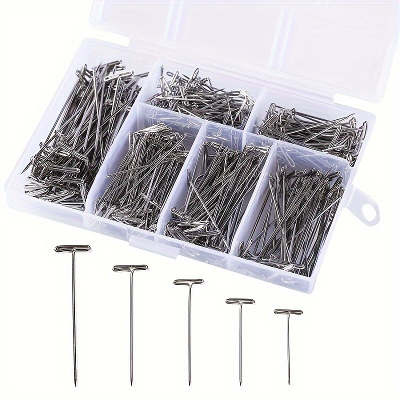  T-Pins 1 inch, 100 Pcs Stainless Steel T Pins for Wigs, T  Shaped Pins Needles with Storage Box for Crafts, Blocking, Knitting,  Sewing, Modelling (T Pins)