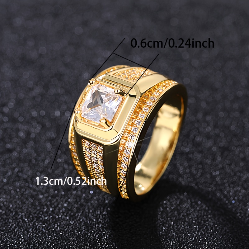 Stylish Men's Zirconia Business Ring with Four Claw Setting