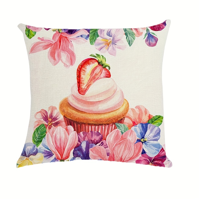 Cake Strawberry Throw Pillowcases, Cotton And Linen Pillow Single-sided  Printed Throw Pillow Covers, For Living Room Bedroom Sofa Home Decor, No Pillow  Insert, - Temu