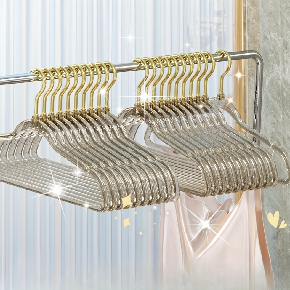 Clear Plastic Hangers, Non-slip Coat Clothes Hangers With Bling Glitter For  Weddings, Lightweight And Space Saving Hangers For Closet Storage And  Organization - Temu