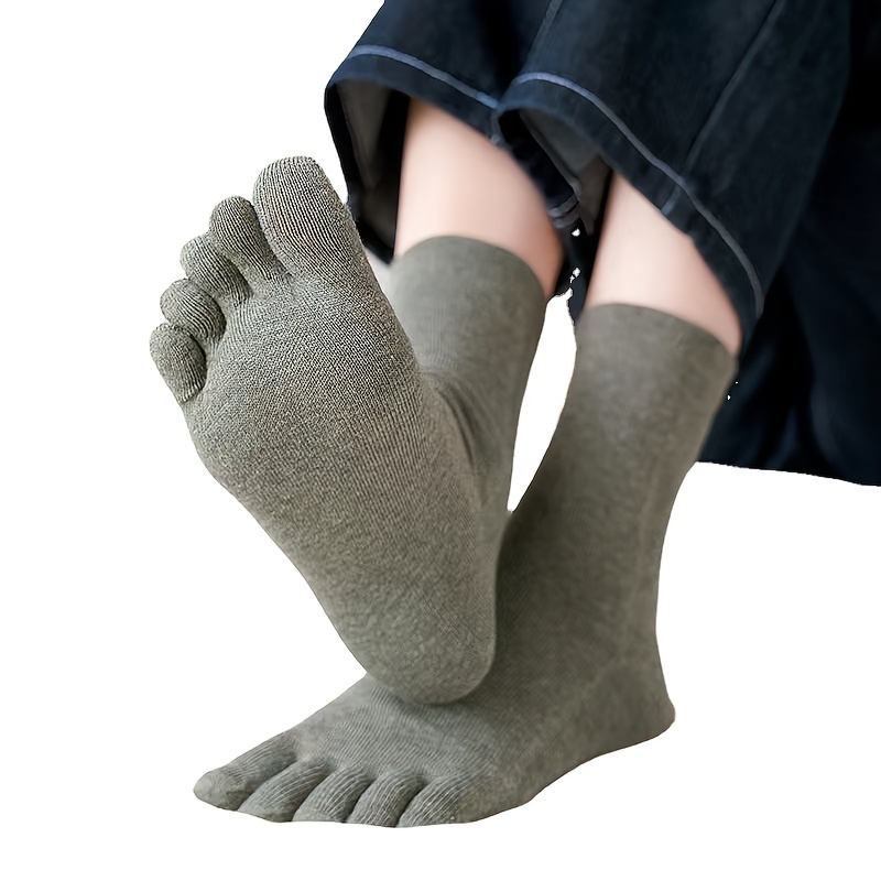 4-Pack Women's Toe Socks,5 Fingers Cotton Socks Wicking Athletic Running  walking Socks 