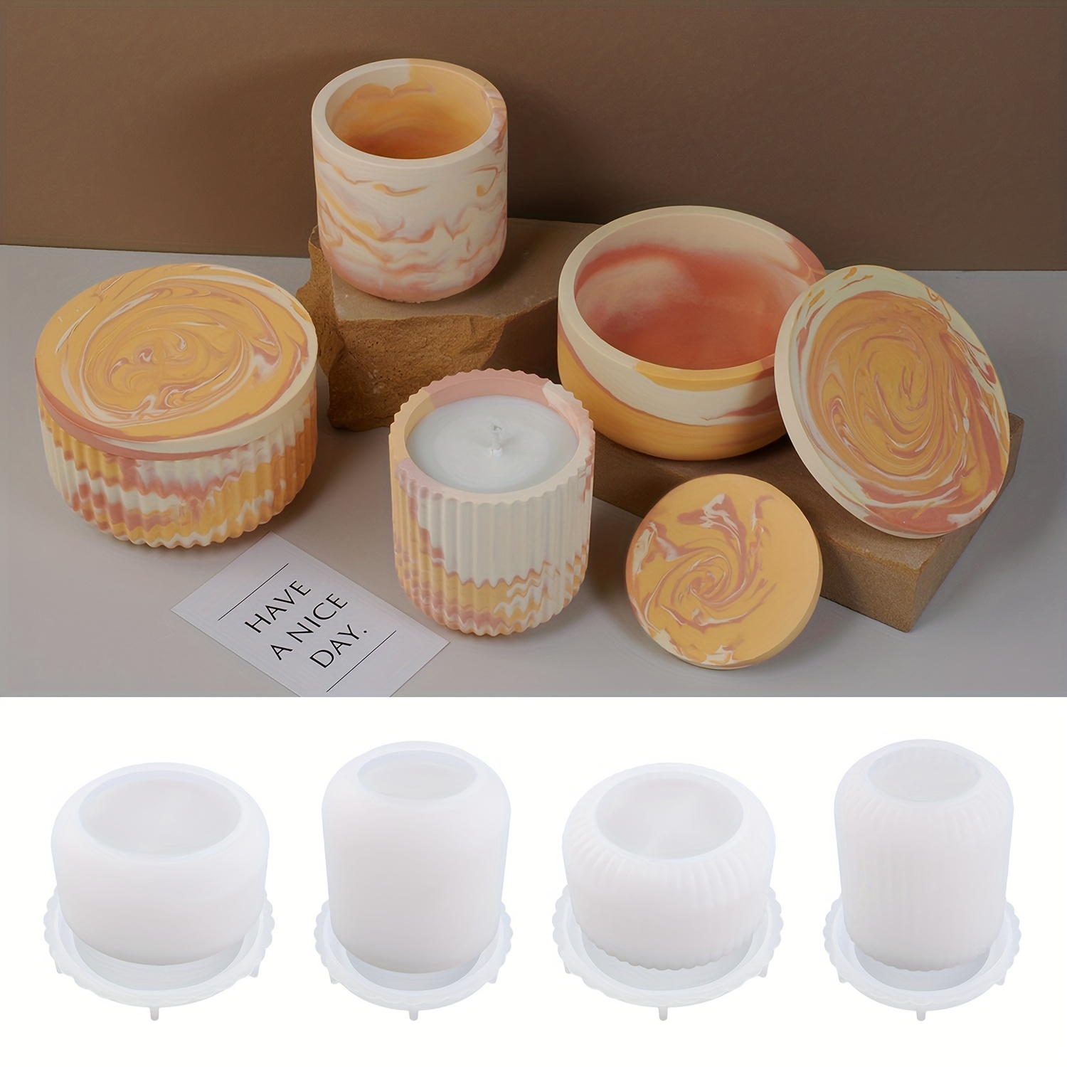 Silicone Mold for DIY Handmade Plaster Form Aroma Candle Cup Molds Mongolia  Cup Gypsum Cement Storage Jewelry Box Mould Supplies
