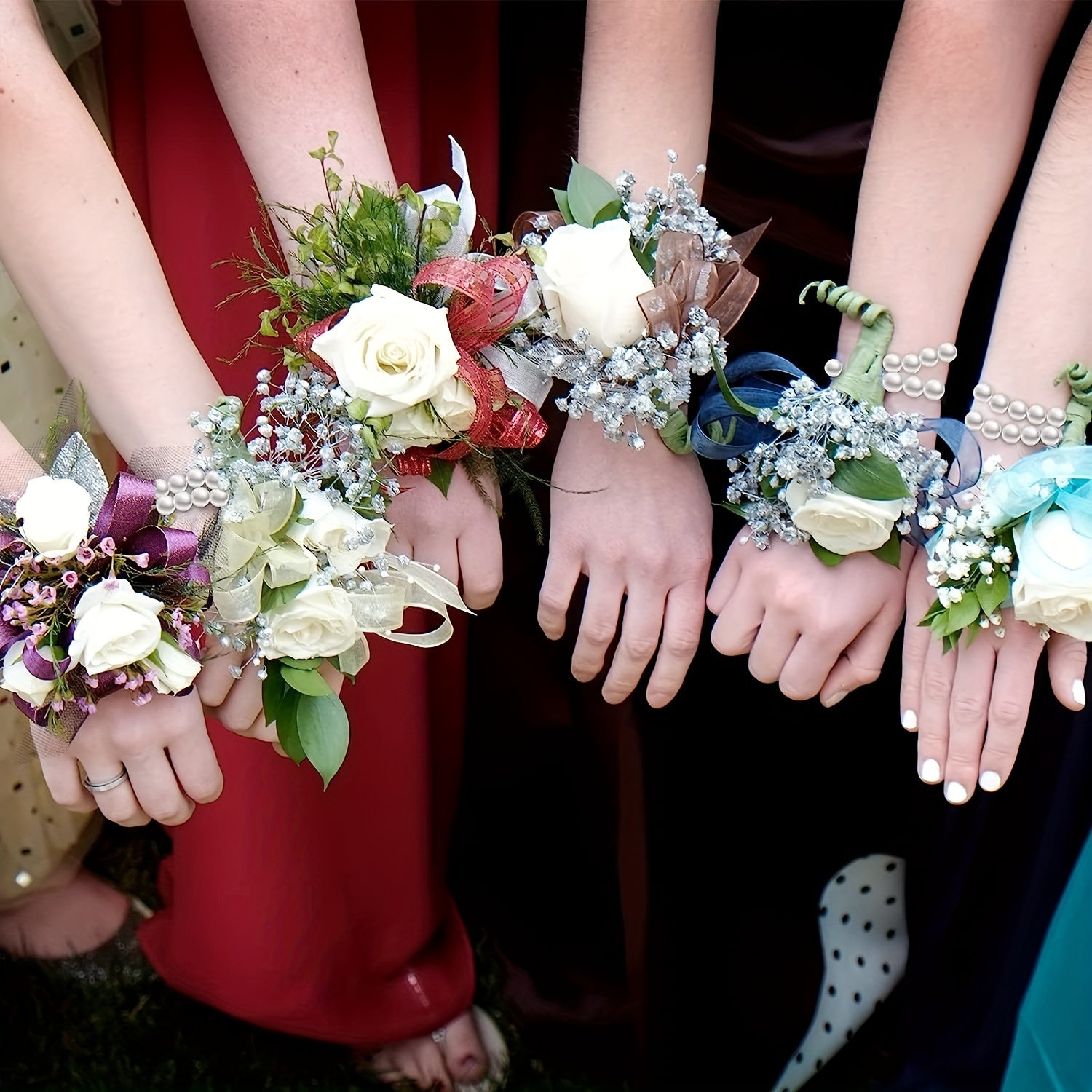 Elastic Pearl Wrist Corsage Bands Wristlets Wedding Corsage - Temu