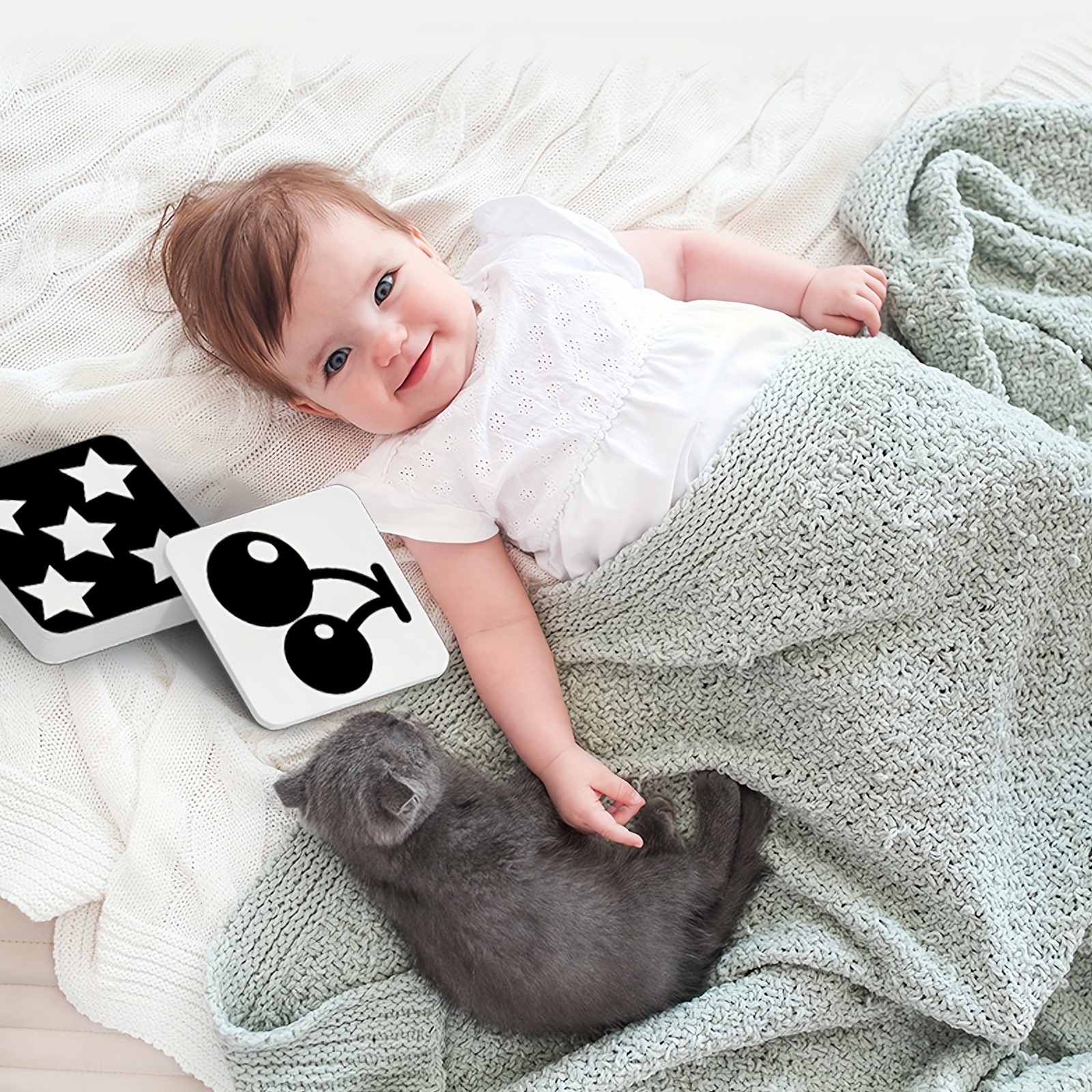  Flash Cards - Tarjetas de estimulación visual para bebés de  0-3-6-12-36 meses, 0-3 meses, juguetes para bebés recién nacidos, regalos  de 6 x 6 pulgadas, grandes para desarrollo sensorial, juego de