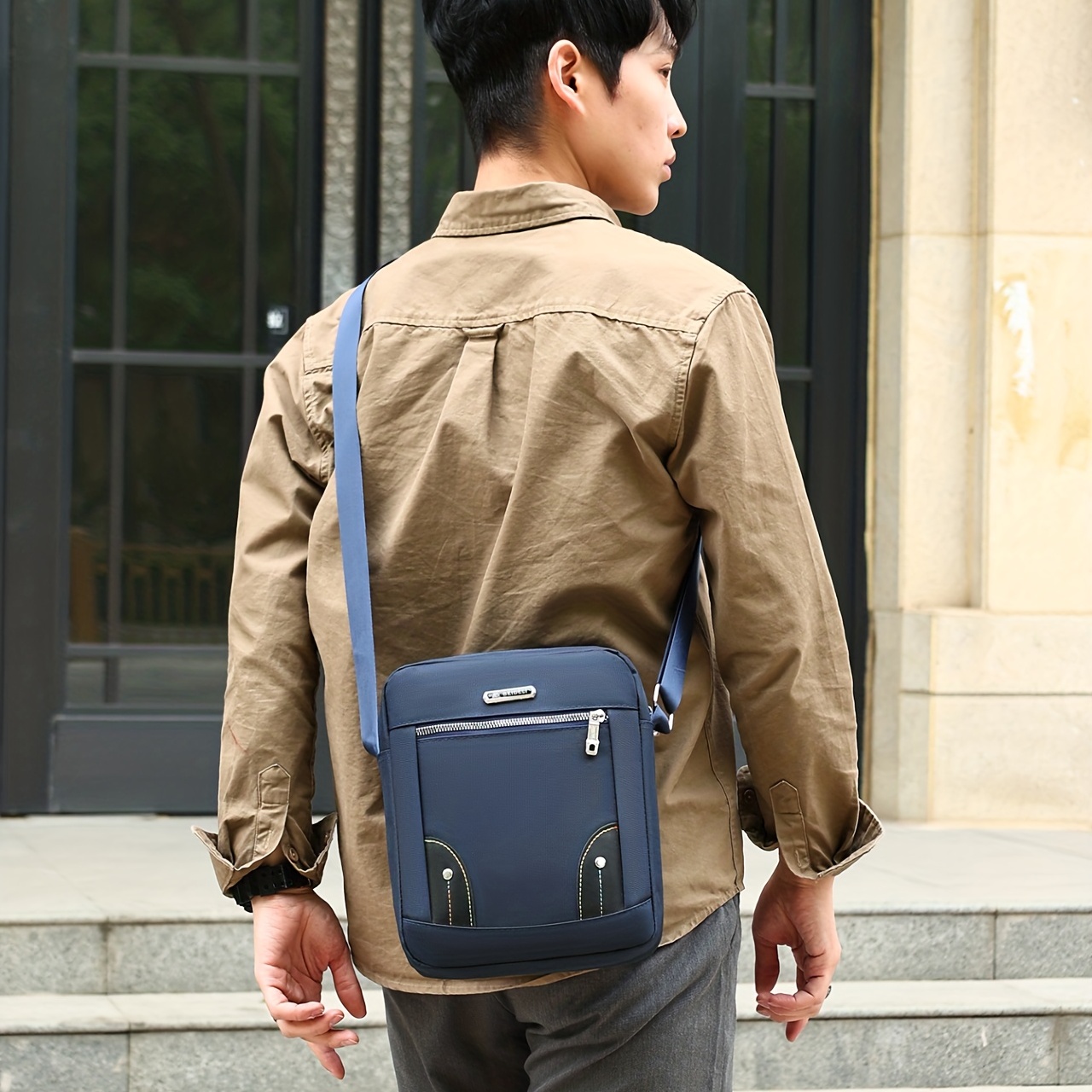 Brown Men's Diagonal Shoulder Bag PVC Shoulder Bag Men's Crossbody Bag  Waterproof Wear-Resistant Lightweight Commute Business Leisure Suitable For  Men White-Collar Executives