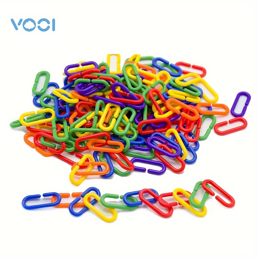 100pcs Rainbow C-Clips, Hooks, Plastic Building Block Toys, Hooks Chain,  Children's Learning Toys