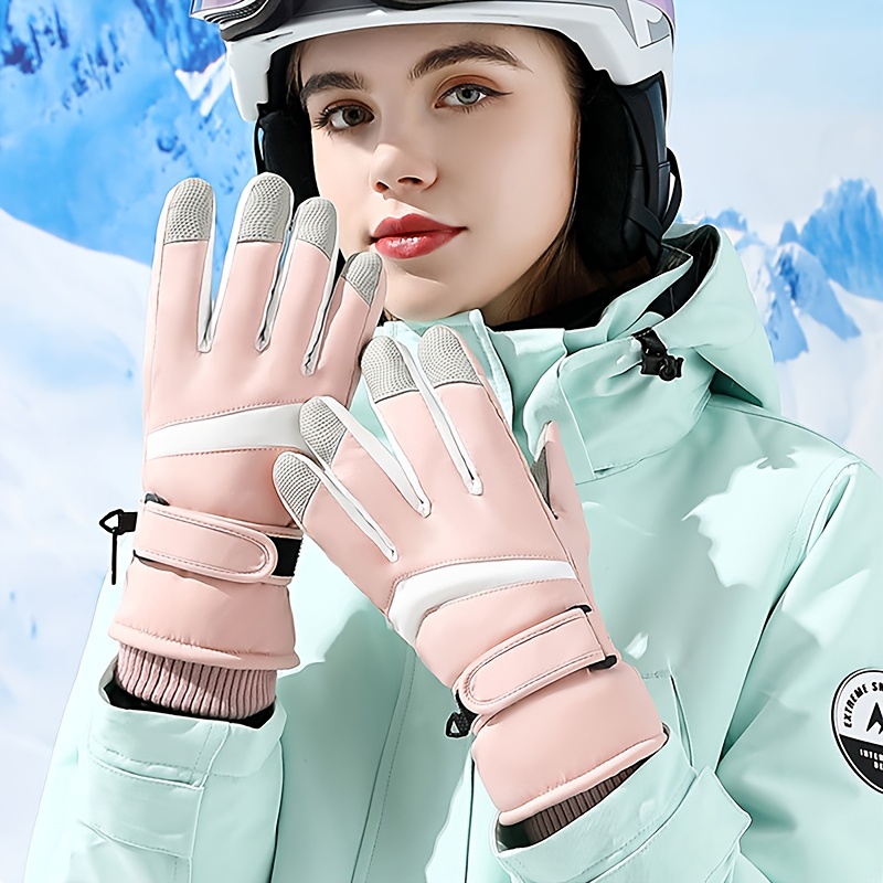 Guantes de esquí para mujer, impermeables, con pantalla táctil