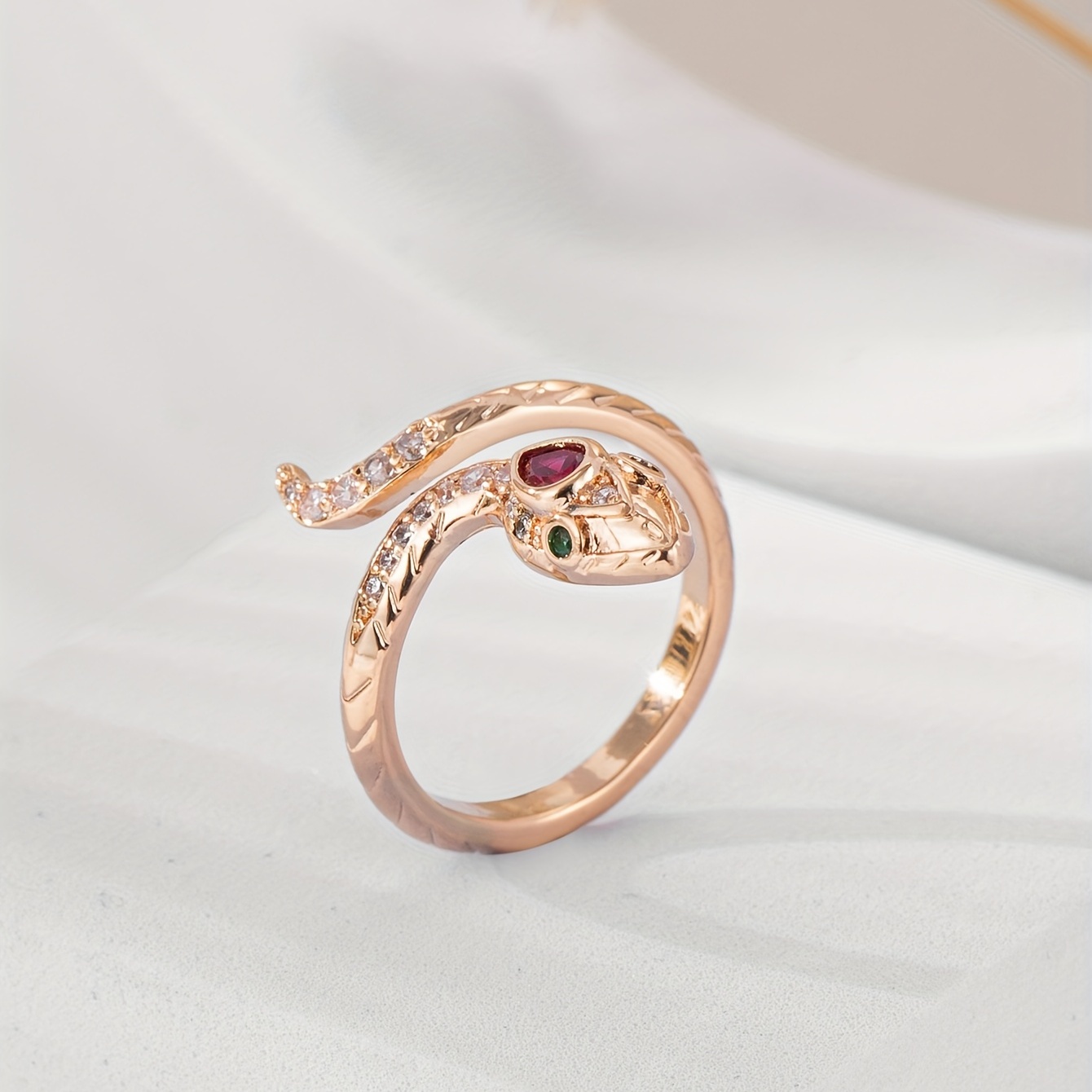 Men's Punk Snake Pattern Copper Studded Ring