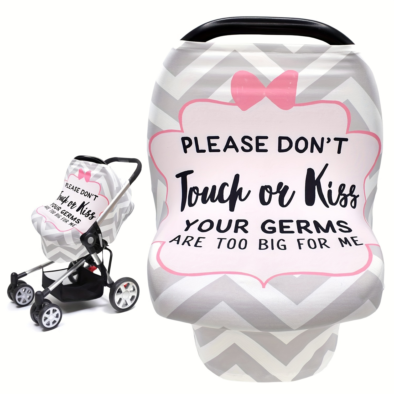 

No Touching Sign Car Seat Cover, Mom Nursing Covers Breastfeeding Scarf, Multi-use Car Seat Canopy For Carrier/stroller/shopping Cart/high Chair, Christmas, Halloween, Thanksgiving Gift
