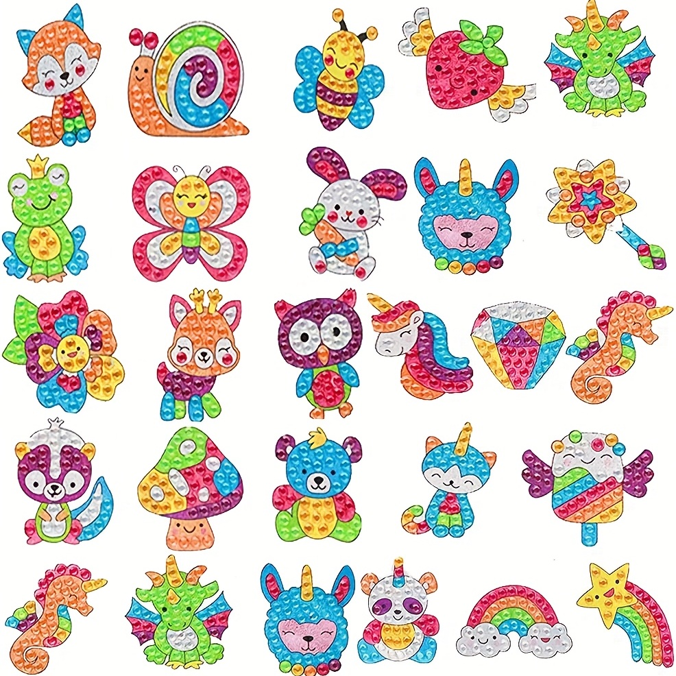 Kids Diamond Painting Stickers Kits 5d DIY Paint by Numbers Gem Art Crafts  for Children and Adults Diamond Dots Mosaic Kits for Girls and Boys