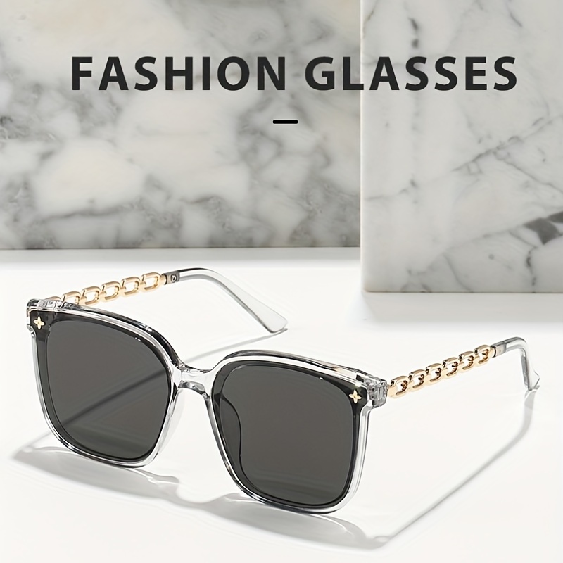 Large Square Fashion Sunglasses For Women Men Luxury Chain Charm Uv400 Sun  Shades For Summer Beach Party - Temu