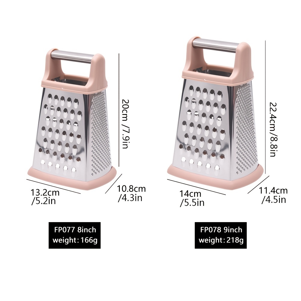 9 Inch Cheese Grater Box Sided Cheese Shredder Stainless Steel