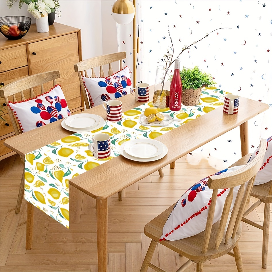 1pc Lemon Pattern Kitchen Mat, Country Style Polyester Rectangle