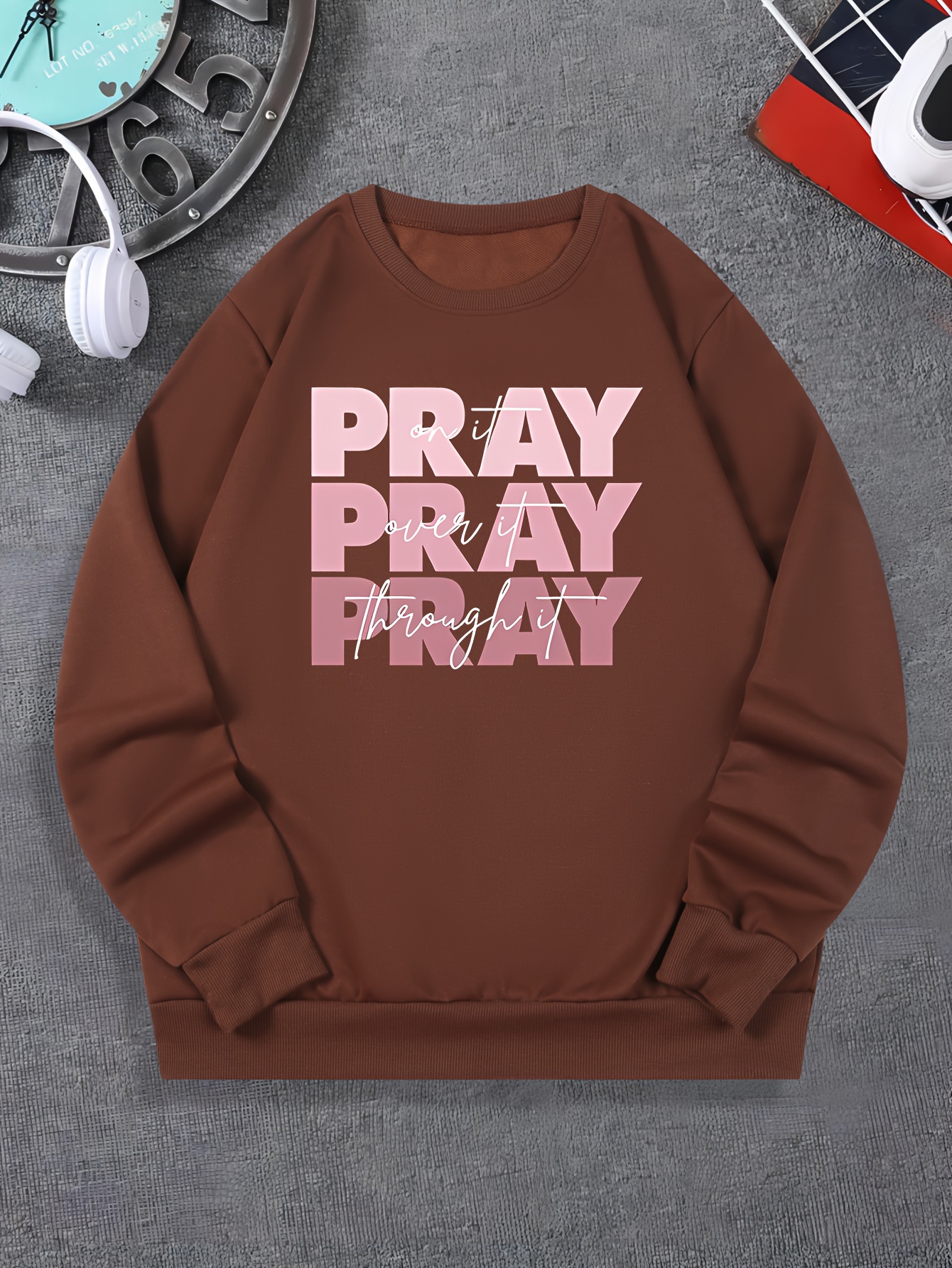 PRAY Impresión Sudadera De Moda Sudadera Con Cuello Redondo - Temu