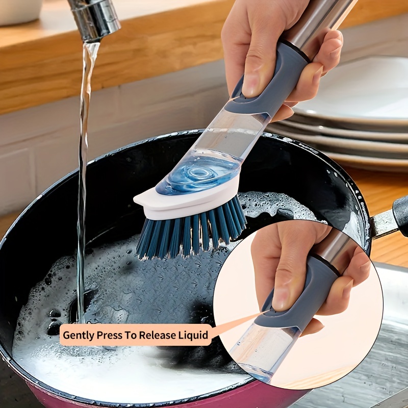 6 In 1 Soap Dispensing Scrubber Set, Comes With 6 Replaceable Heads And A  Stand, Kitchen Brush Used For Cleaning Pots, Pans, And Sinks