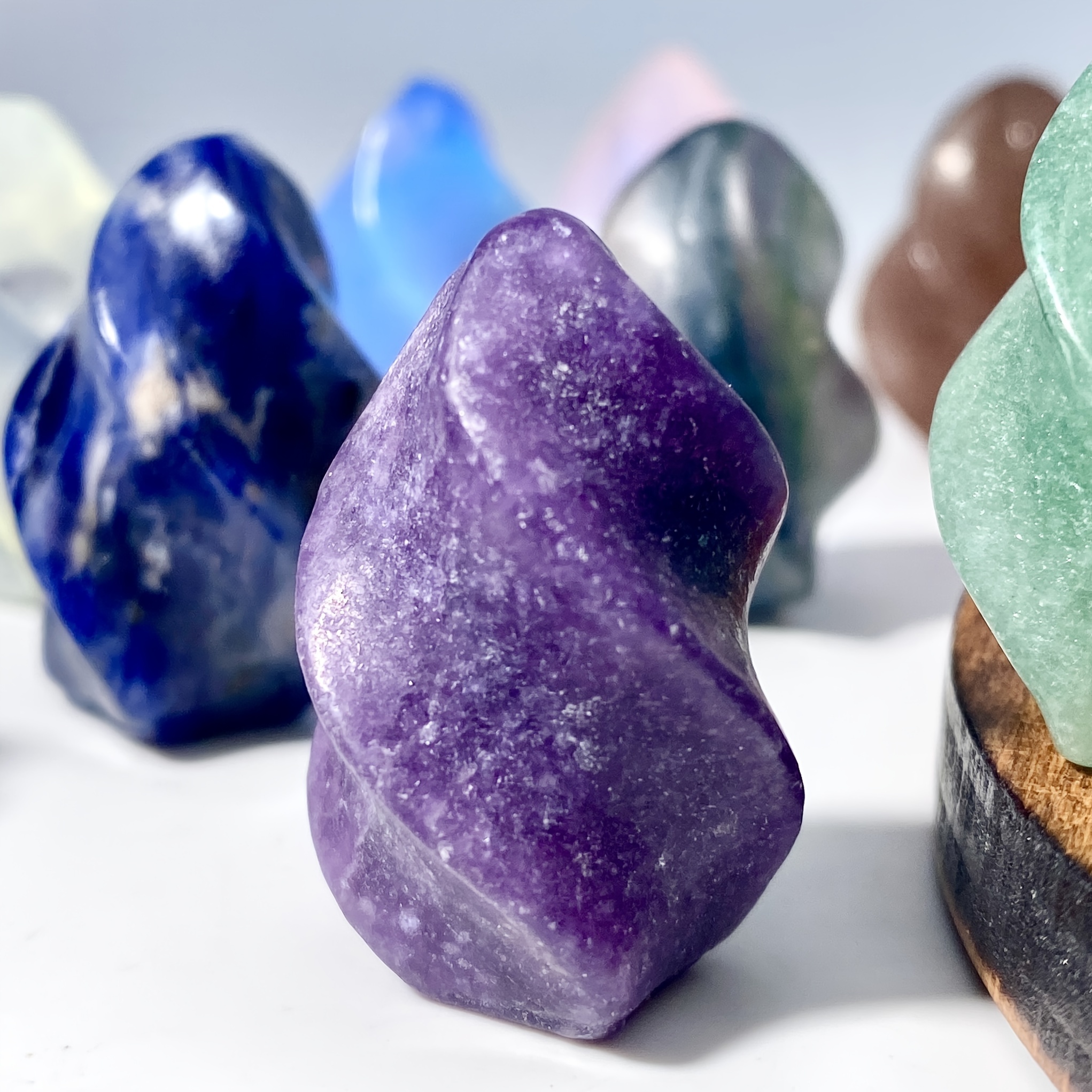 Natural Crystal Flame Carving Healing Stone