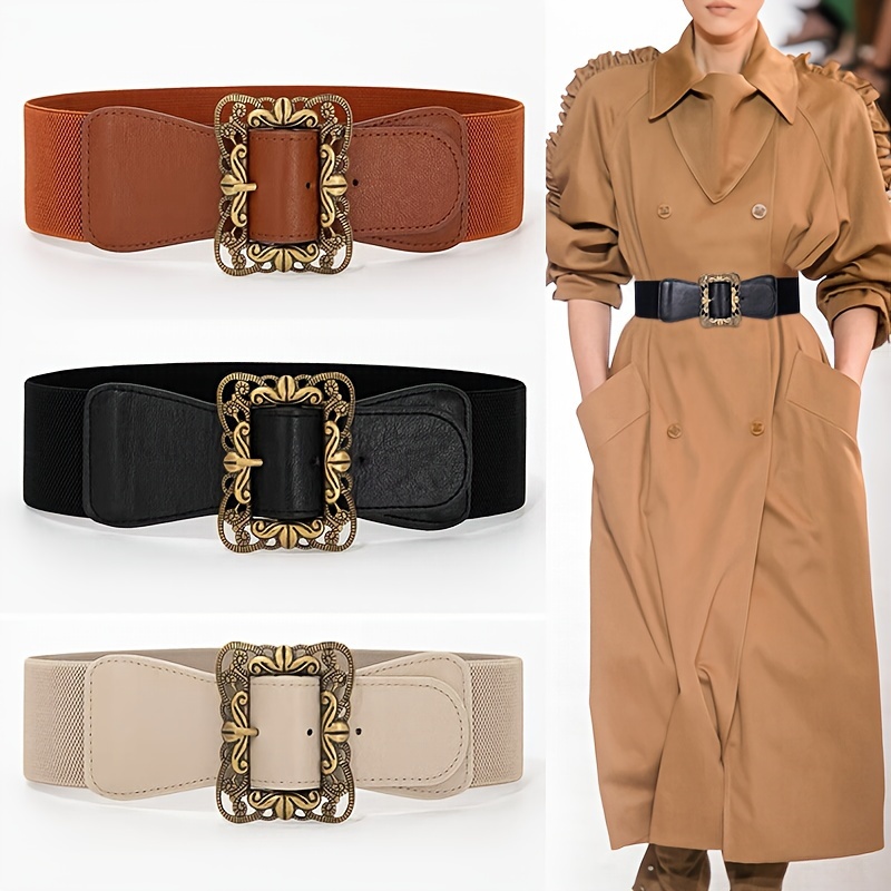 Dress Wide Belts Women Elastic Vintage Waist Belt Stretch - Temu