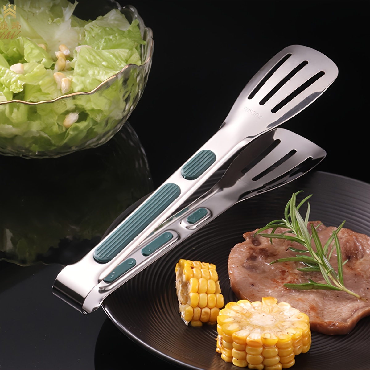 1pc Stainless Steel Non-Slip Steak & Fried Fish Clamp For
