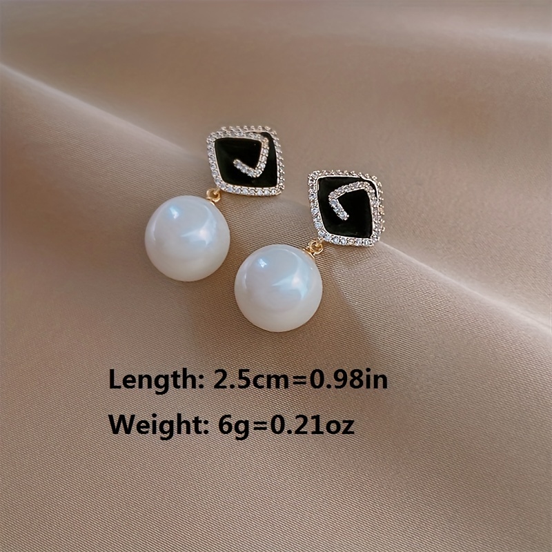 Pearl Rhombus Autumn Earrings Sense Temperament Stud Earrings