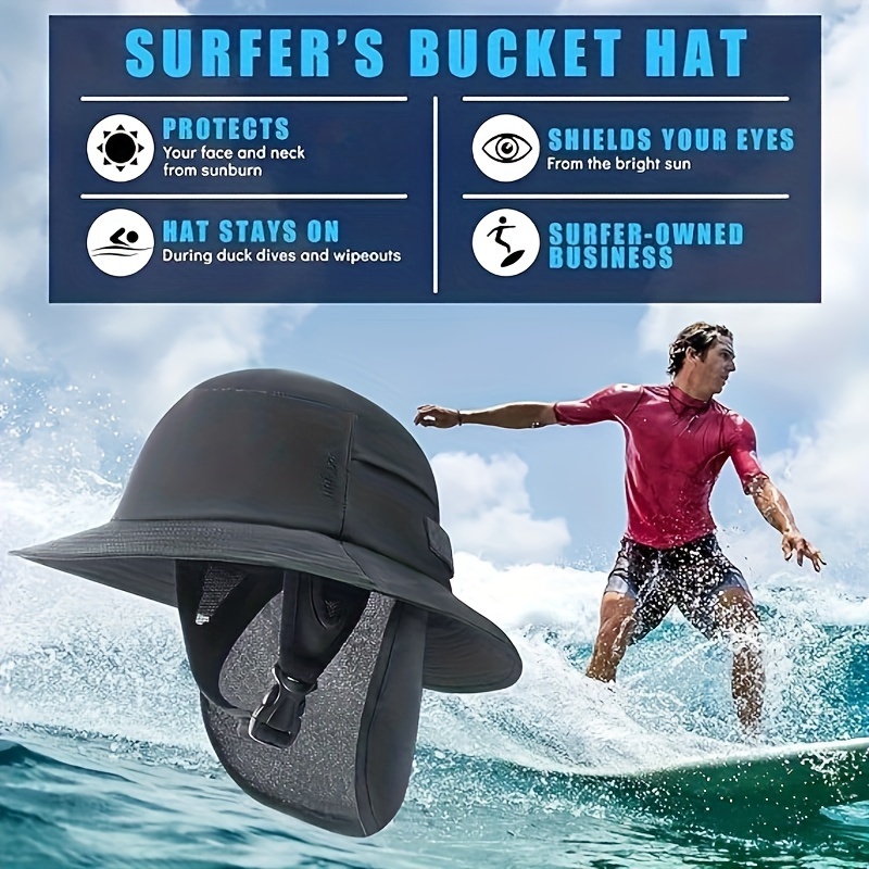 4pcs Retro Surf Bucket Sun Hats with Chin Straps for Surfing, Boating, and Water Sports for Men and Women,Temu