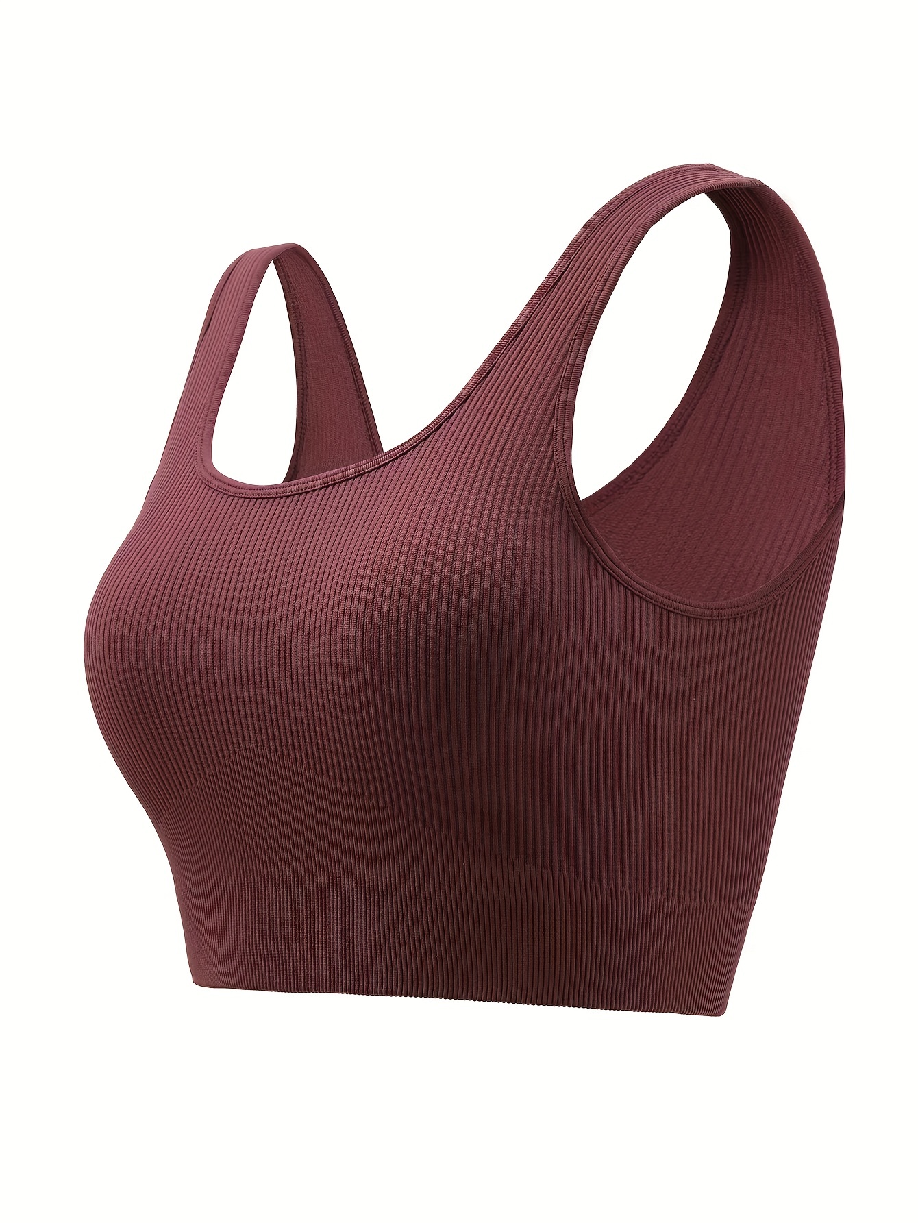 U Back Plus Size Sports Bra High Impact Solid Removable Pads