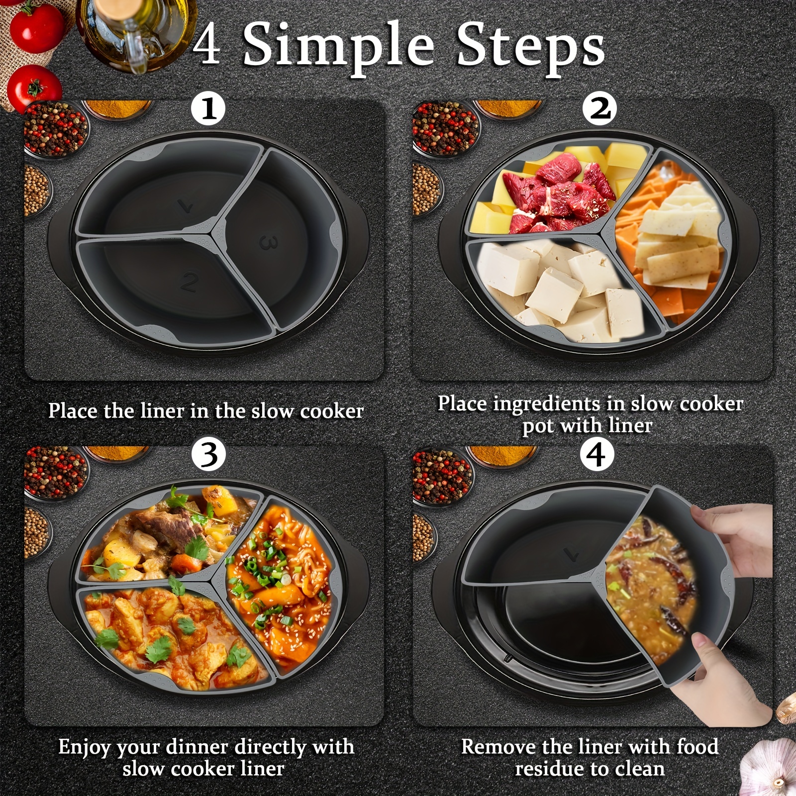 1pc Silicone Slow Cooker Liner For 6-8 Qt Crockpot, Reusable Cooking Inner  Pot, Dishwasher Safe And Safe To Use Cooking Bag Liner