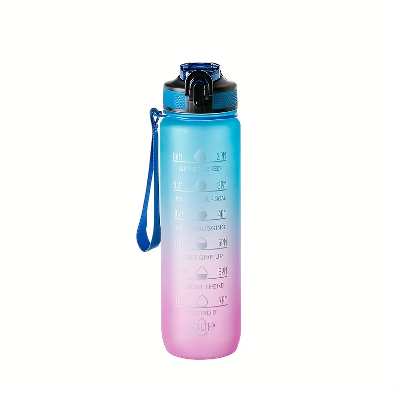 Motivational Water Bottle With Straw, Clear Plastic Water Bottles,  Transparent Sports Water Cups, Portable Drinking Cups, Summer Drinkware,  For Camping, Hiking, Fitness, Home Kitchen Items, Birthday Gifts - Temu