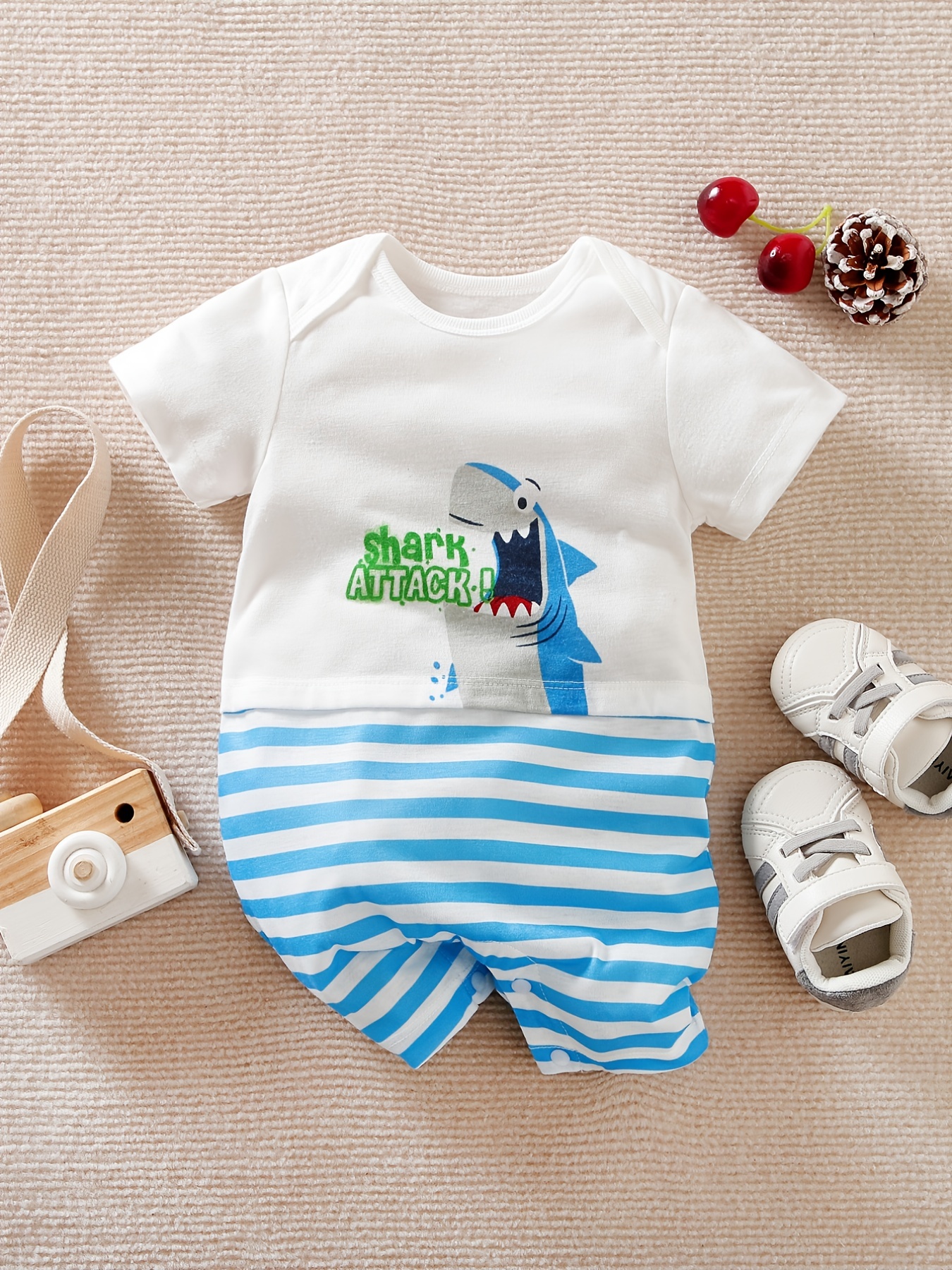 Infant's Shark Pirate Print Bodysuit Comfy Long Sleeve - Temu