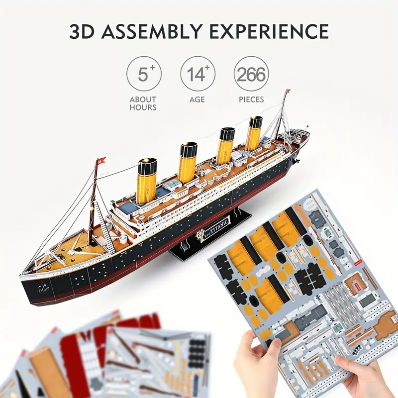 Puzzles 3D Pour Adultes LED Titanic Bateau Modèle 266 Pièces