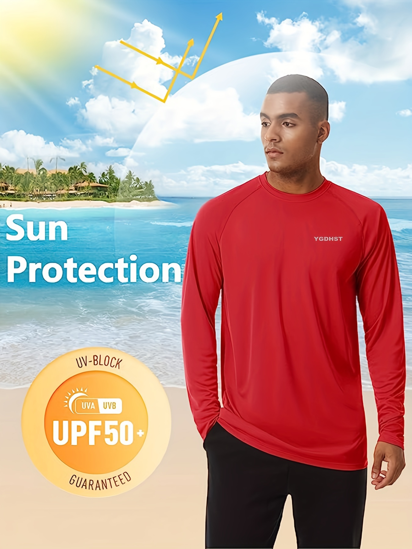 Men's Upf 50+ Sun Protection Shirt Quick Dry Long Sleeve - Temu