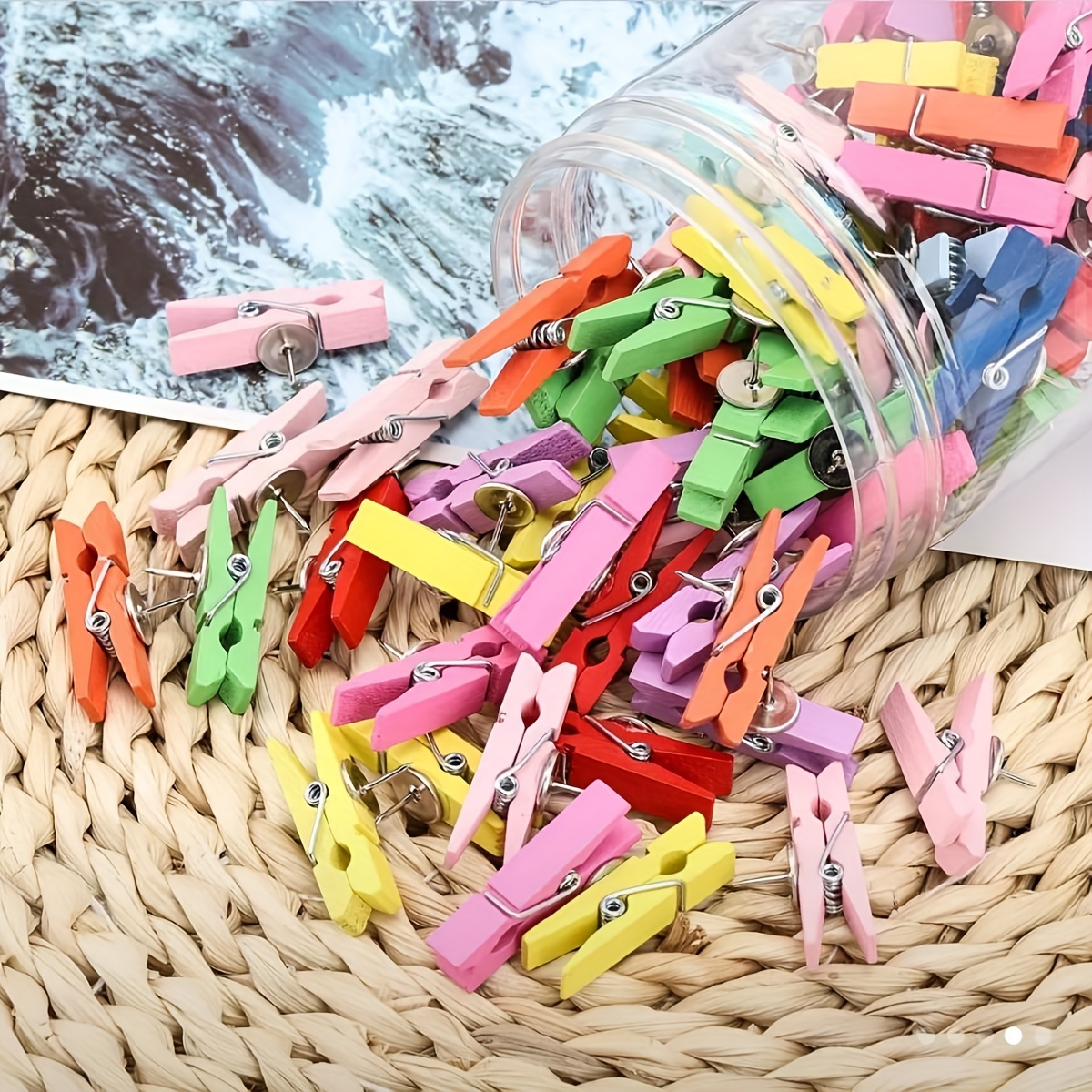 50 PCS Wood Push Pin Clips, Colorful Push Pins Decorative for Cork Board  Bulletin Board Pins Thumbtack Cork Board Offices Accessories : :  Office Products