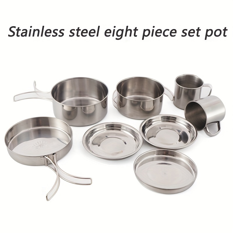 Nobana Outdoor Stainless Steel Pot Set Camping Family Pot - Temu