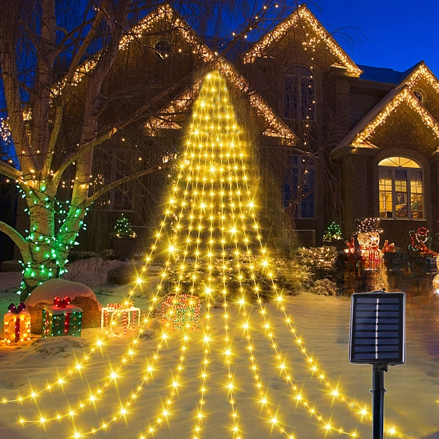 Twinkle Star Luces de Navidad para exteriores, funciona con pilas, 50 luces  LED con 8 modos, luces de hadas impermeables de 16 pies para jardín, árbol