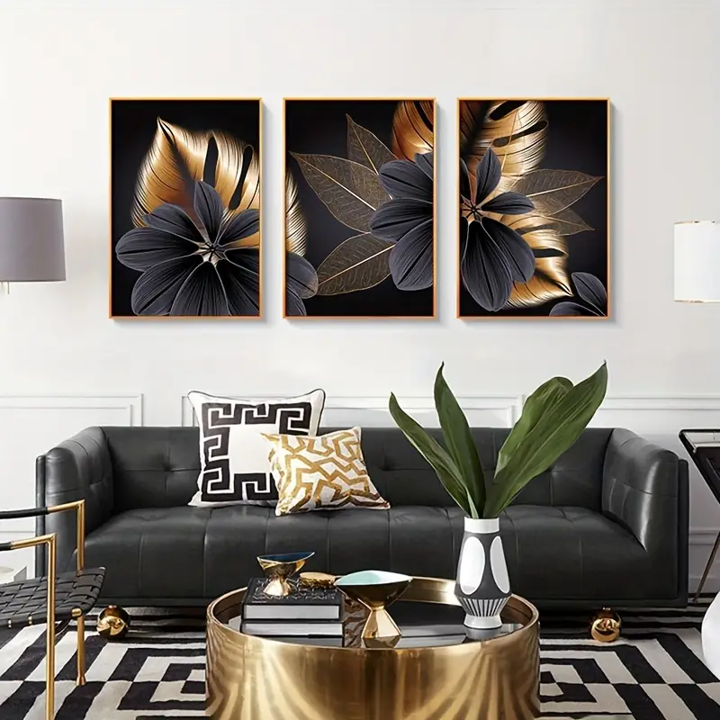 Abstract Sculptures Home Decor - Black and Gold Centerpieces for Tables 