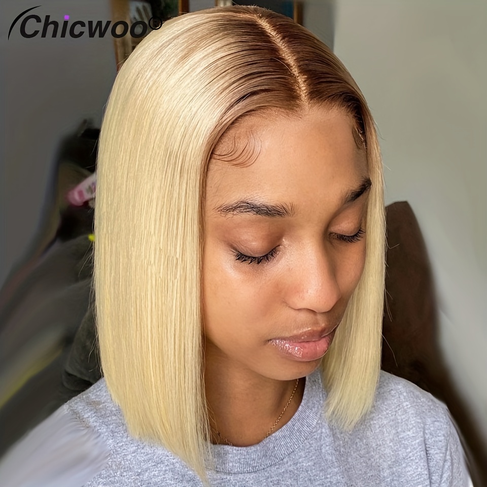 13x6 Lace Front Human Hair Wigs Blonde Wigs with Dark Root Pre Plucked 150%  Full
