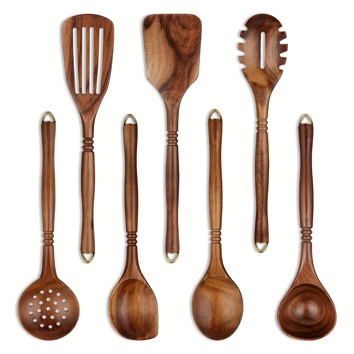  Utensilios de madera para cocinar, paquete de 6 cucharas de  madera de teca natural para cocinar juego de utensilios de madera y  espátula para cocina