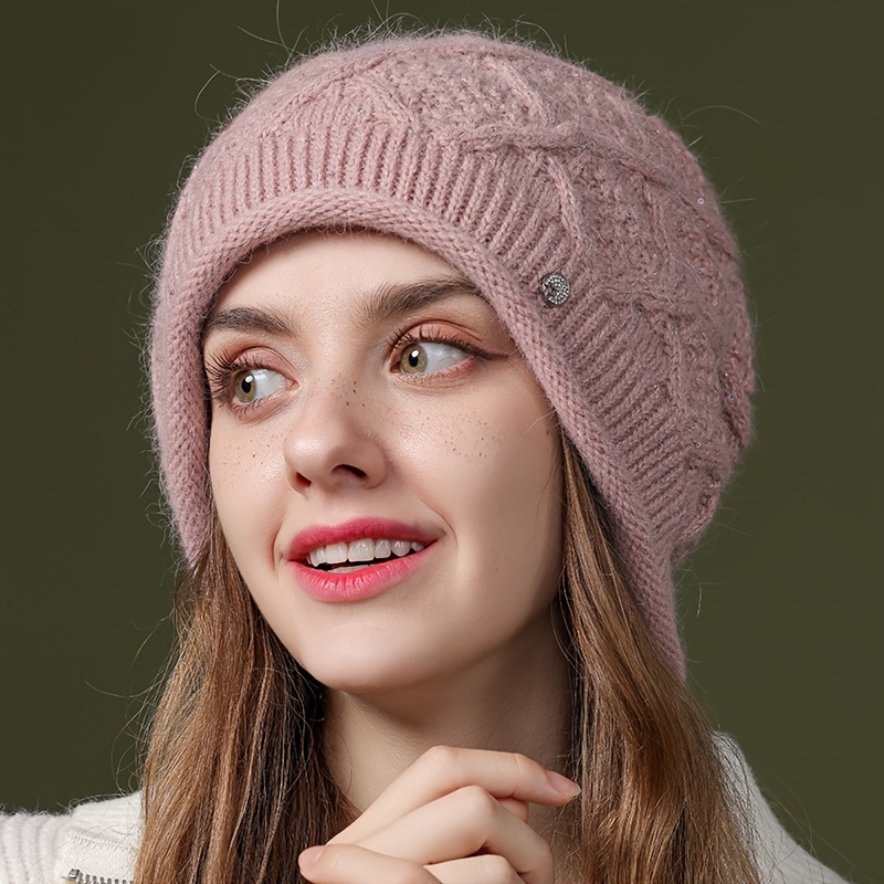 Trendy Rhombus Knitted Slouchy Beanie Solid Color Elastic - Temu Australia