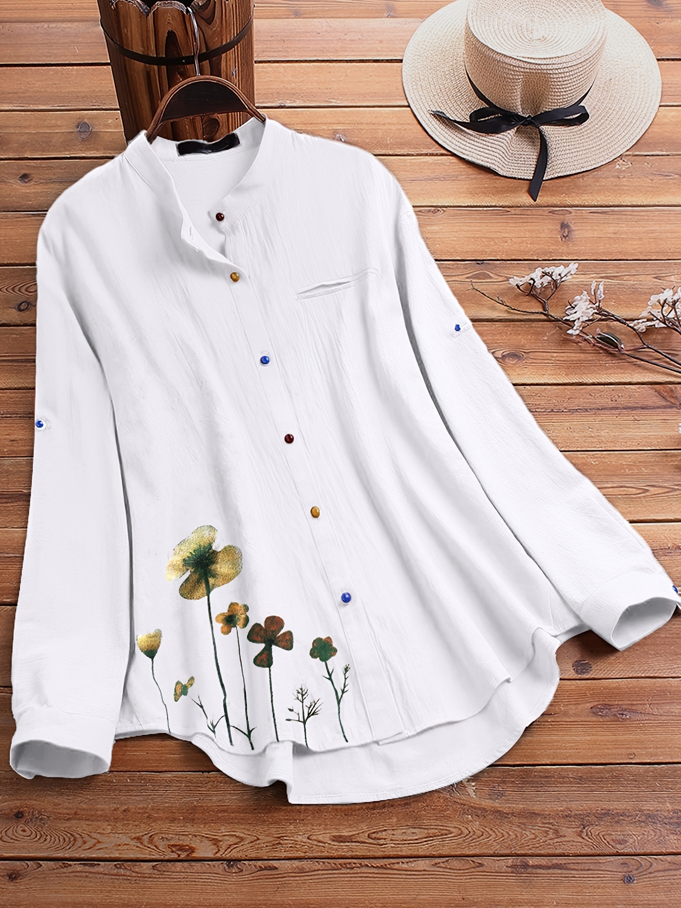 Print V neck Loose Blouses Casual Long Sleeve Fashion Shirts - Temu