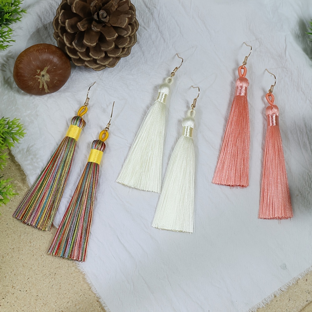 Boho Women's Multicolor Tassel Pendant Earrings Earrings - Temu Canada