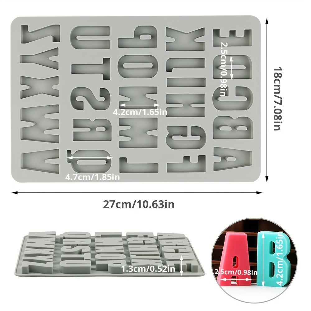 Silicone Alphabet Chocolate Mold, 26 Cavities Large letters Crayon Resin  Molds, Non-Stick Silicone Mold Soft and Easy to Release Mold For Crayon