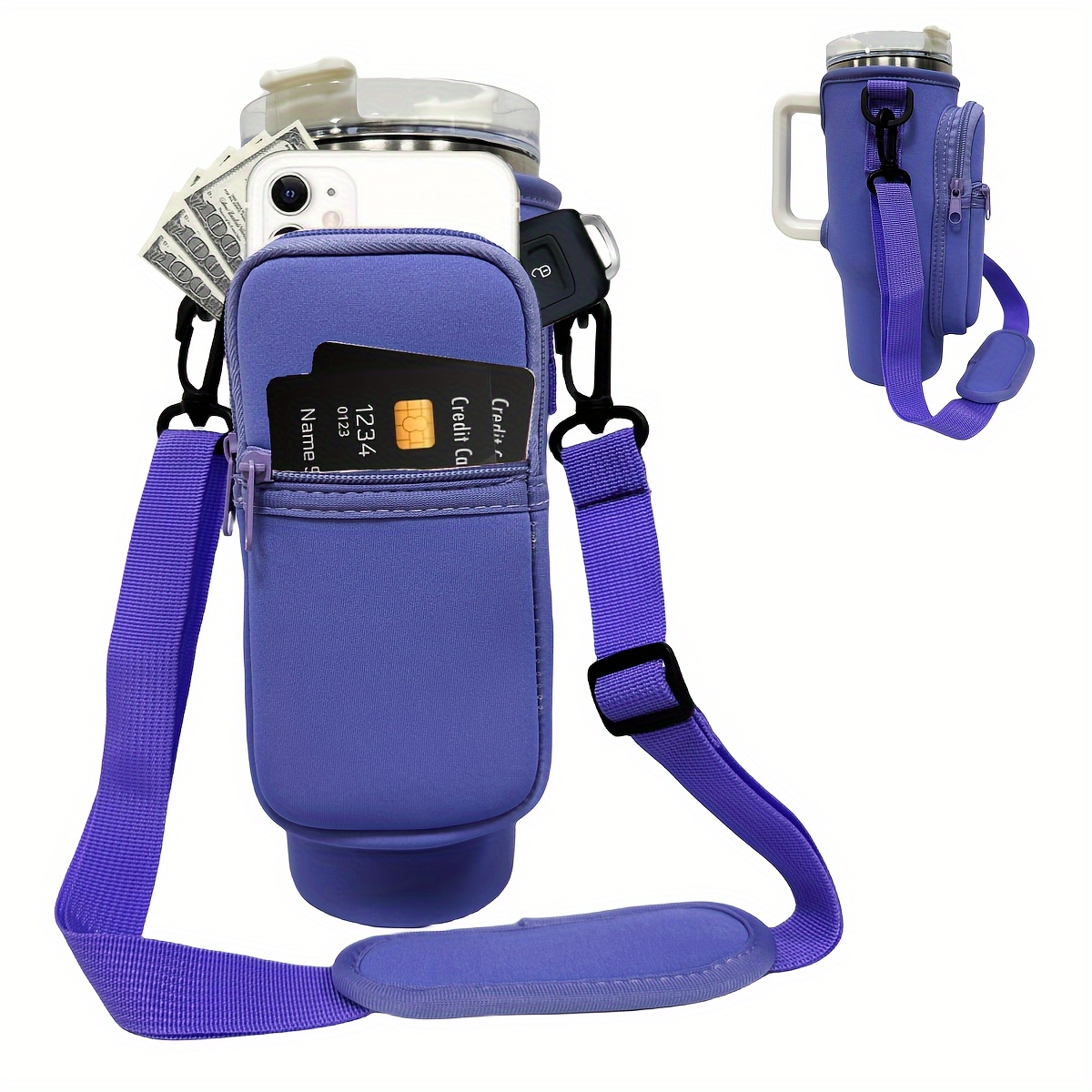  Water Bottle Carrier Bag for Stanley 40oz Tumbler with  Handle,Water Bottle Holder with Adjustable Shoulder Strap,Stanley Cup  Accessories for Hiking Travelling Camping (Gradient Purple) : Sports &  Outdoors