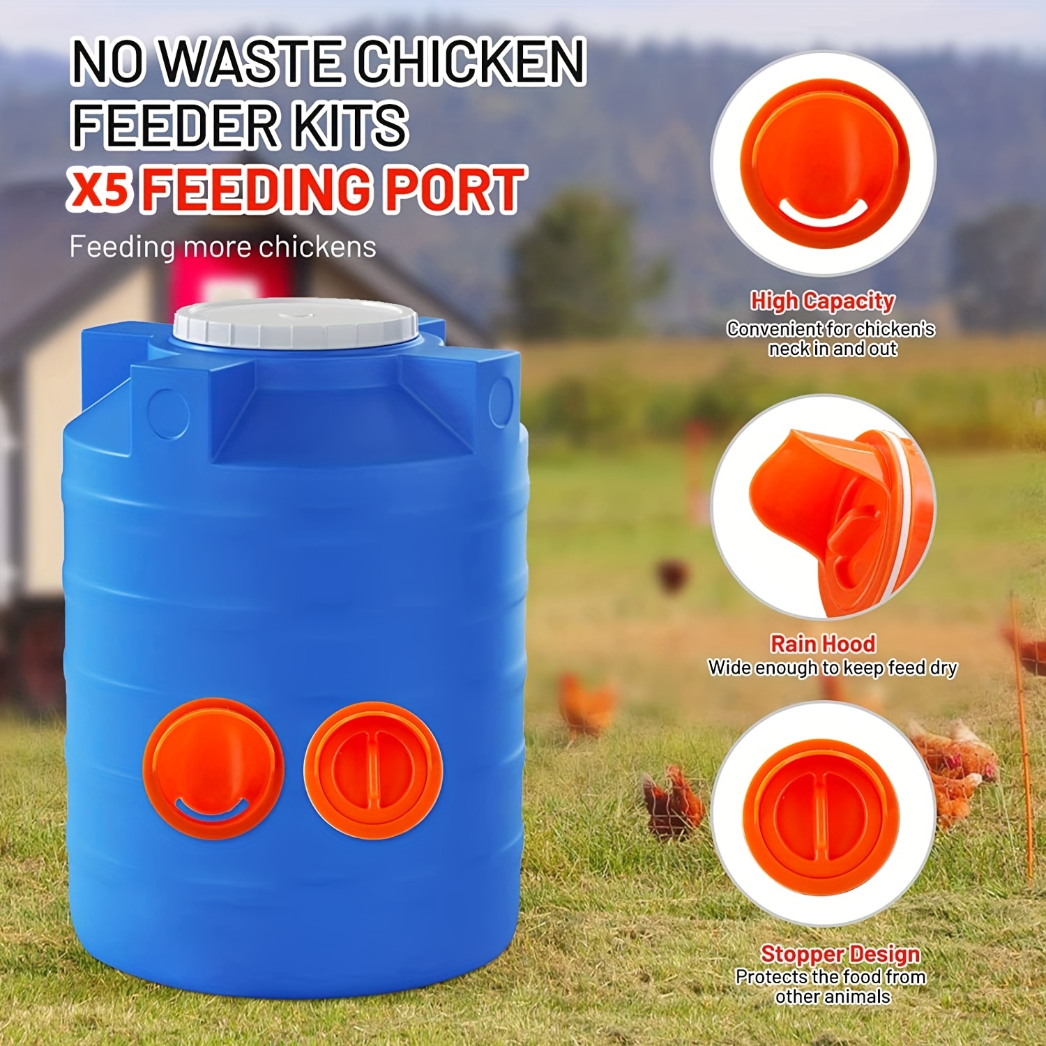 Mangiatoia automatica per polli mangiatoia per pollame Pro Kit di  alimentazione a gravità a prova di pioggia per anatre mangiatoie per galline  barili per secchi accessori per polli - AliExpress