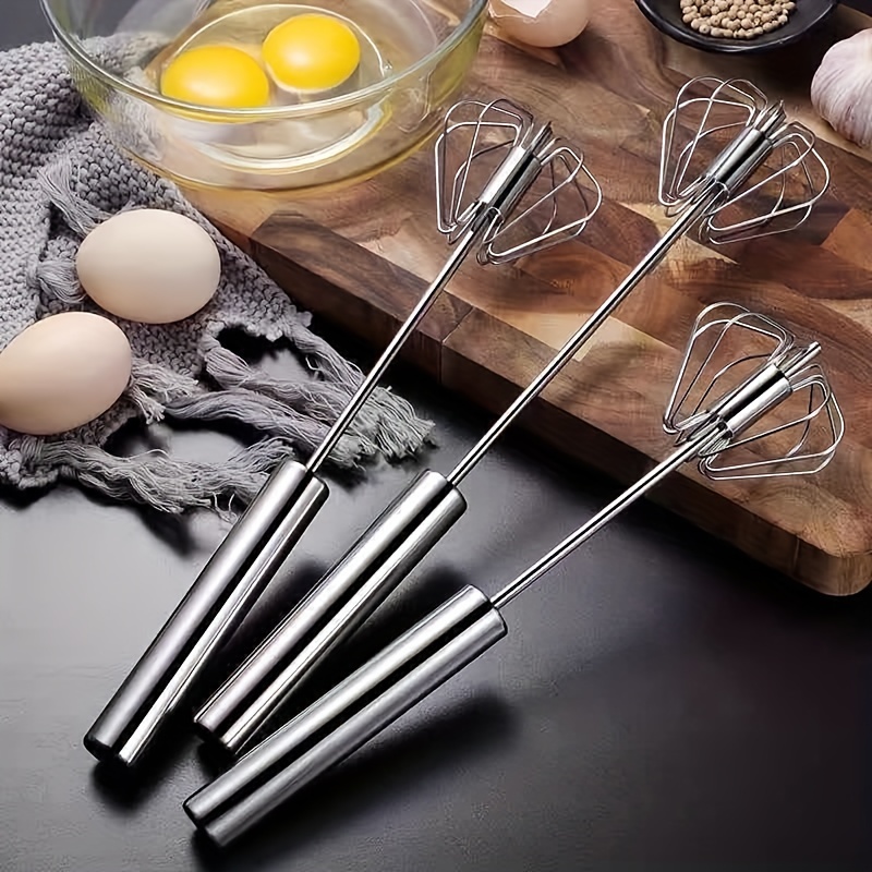 Household Semi-Automatic Rotating Egg Beater,304 Stainless Self
